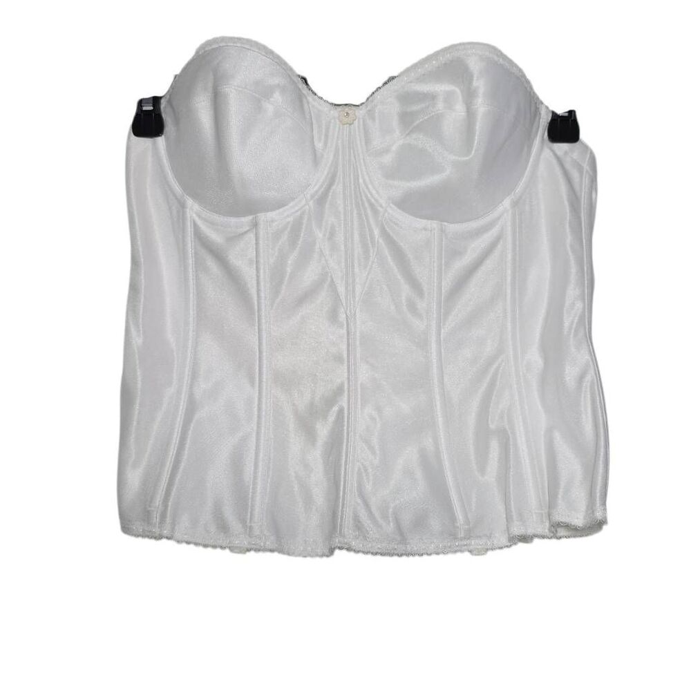 Dominique Women's Size 36C White Satin Mesh Strapless Longline Bra